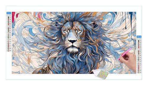 Bunt Lion Diamond Painting Erwachsene Groß XXL 40x20cm, DIY 5D Diamant Painting Bilder, Diamant Kunst Malerei Stickerei Kreuzstich Set, Diamond Painting fur Wohnzimmer Schlatimmer Wanddeko Y-29 von Guuogxan