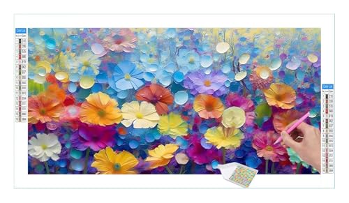 Bunte Blumen Diamond Painting Erwachsene Groß XXL 40x20cm, DIY 5D Diamant Painting Bilder, Diamant Kunst Malerei Stickerei Kreuzstich Set, Diamond Painting fur Wohnzimmer Schlatimmer Wanddeko Y-25 von Guuogxan