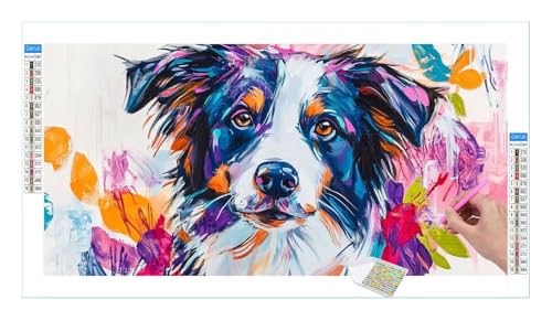 Bunter Hund Diamond Painting Erwachsene Groß XXL 40x20cm, DIY 5D Diamant Painting Bilder, Diamant Kunst Malerei Stickerei Kreuzstich Set, Diamond Painting fur Wohnzimmer Schlatimmer Wanddeko Y-35 von Guuogxan