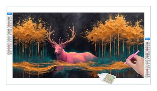 Deer Forest Diamond Painting Erwachsene Groß XXL 40x20cm, DIY 5D Diamant Painting Bilder, Diamant Kunst Malerei Stickerei Kreuzstich Set, Diamond Painting fur Wohnzimmer Schlatimmer Wanddeko Y-337 von Guuogxan