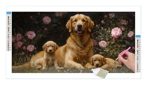 Diamond Painting Set for Adults, 5D DIY Diamond Painting Pictures Art Crystal Set, Hunde und Hunde Babys Diamond Painting Accessories, Full Drill Pictures, Mosaic Making, Home Wall Decor, 80x40cm R159 von Guuogxan