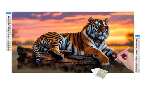 Diamond Painting Set for Adults, 5D DIY Diamond Painting Pictures Art Crystal Set, Tiere Tiger Diamond Painting Accessories, Full Drill Pictures, Mosaic Making, Home Wall Decor, 80x40cm R-114 von Guuogxan