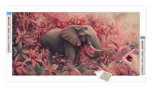 Diamond Painting Set for Adults, Large XXL 5D DIY Diamond Painting Pictures Art Crystal Set, Elefant Diamond Painting Accessories, Full Drill Pictures, Mosaic Making, Home Wall Decor, 140x70cm R-79 von Guuogxan