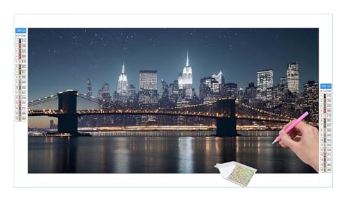 Diamond Painting Set für Enwachsene DIY 5D Brooklyn Bridge Diamond Painting Bilder mit Quadrat Full Drill Groß Diamond Art Painting Kit für Home Wall Decor, Weihnachten Geschenke 60x30cm/24x12in T-19 von Guuogxan