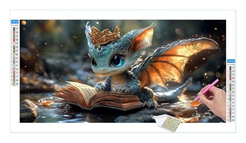 Diamond Painting Set für Enwachsene DIY 5D Cute Dragon Diamond Painting Bilder mit Quadrat Full Drill Groß Diamond Art Painting Kit für Home Wall Decor, Weihnachten Geschenke 180x90cm/72x36in T-291 von Guuogxan