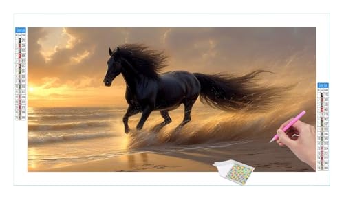 Diamond Painting Set für Enwachsene DIY 5D Dark Horse Diamond Painting Bilder mit Quadrat Full Drill Groß Diamond Art Painting Kit für Home Wall Decor, Weihnachten Geschenke 120x60cm/48x24in T-200 von Guuogxan