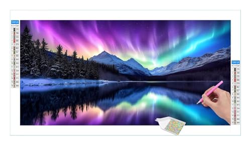 Diamond Painting Set für Enwachsene DIY 5D Die Aurora borealis Diamond Painting Bilder mit Quadrat Full Drill Groß Diamond Art Painting Kit für Home Wall Decor Geschenke 120x60cm/48x24in T-16 von Guuogxan