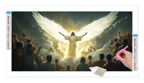 Diamond Painting Set für Enwachsene DIY 5D Jesus Diamond Painting Bilder mit Quadrat Full Drill Groß Diamond Art Painting Kit für Home Wall Decor, Weihnachten Geschenke 120x60cm/48x24in T-558 von Guuogxan