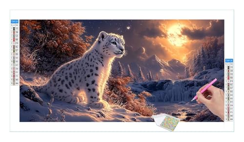 Diamond Painting Set für Enwachsene DIY 5D Leopard Landschaft Diamond Painting Bilder Quadrat Full Drill Groß Diamond Art Painting Kit für Home Wall Decor,Weihnachten Geschenke 120x60cm/48x24in T14 von Guuogxan