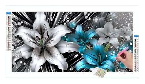 Diamond Painting Set für Enwachsene DIY 5D Lilie Blumen Diamond Painting Bilder mit Quadrat Full Drill Groß Diamond Art Painting Kit für Home Wall Decor, Weihnachten Geschenke 60x30cm/24x12in T-10 von Guuogxan