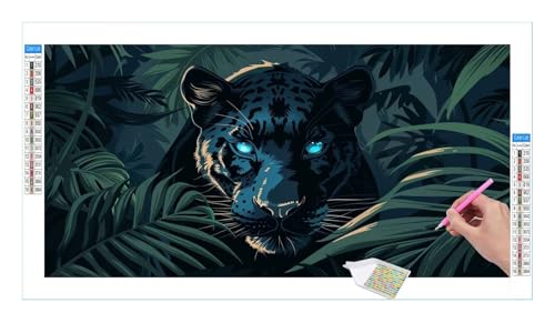 Diamond Painting Set für Enwachsene DIY 5D Panther Diamond Painting Bilder mit Quadrat Full Drill Groß Diamond Art Painting Kit für Home Wall Decor, Weihnachten Geschenke 120x60cm/48x24in T-197 von Guuogxan