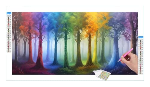 Diamond Painting Set für Enwachsene DIY 5D Regenbogenbaum Diamond Painting Bilder mit Quadrat Full Drill Groß Diamond Art Painting Kit für Home Wall Decor, Weihnachten Geschenke 60x30cm/24x12in T-21 von Guuogxan