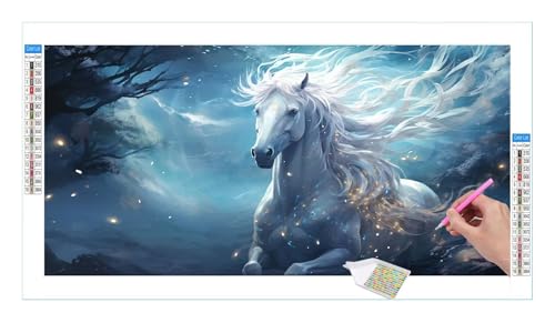 Diamond Painting Set für Enwachsene DIY 5D Tiere Pferde Diamond Painting Bilder mit Quadrat Full Drill Groß Diamond Art Painting Kit für Home Wall Decor, Weihnachten Geschenke 120x60cm/48x24in T-102 von Guuogxan