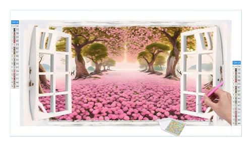 Fenster Blume Baum Diamond Painting Erwachsene Groß XXL 100x50cm, DIY 5D Diamant Painting Bilder, Diamant Kunst Malerei Stickerei Kreuzstich Set, Diamond Painting fur Wohnzimmer Wanddeko Y-66 von Guuogxan