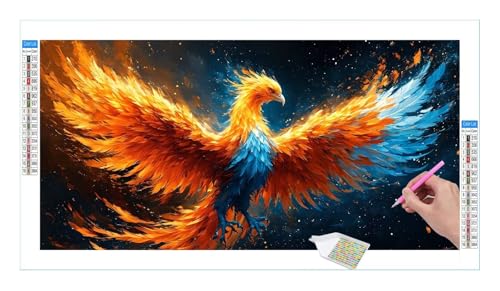 Feuer Phoenix Diamond Painting Erwachsene Groß XXL 40x20cm, DIY 5D Diamant Painting Bilder, Diamant Kunst Malerei Stickerei Kreuzstich Set, Diamond Painting fur Wohnzimmer Schlatimmer Wanddeko Y-267 von Guuogxan