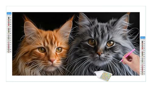 Guuogxan Kitty Diamond Painting Erwachsene Groß XXL 40x20cm, DIY 5D Diamant Painting Bilder, Diamant Kunst Malerei Stickerei Kreuzstich Set, Diamond Painting fur Wohnzimmer Schlatimmer Wanddeko Y-347 von Guuogxan