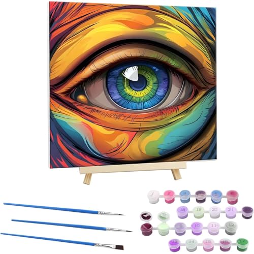 Guuogxan Malen Nach Zahlen Erwachsene, Paint by Numbers Farbe Augen Malen Nach Zahlen set, DIY mit Pinseln und Acrylfarben Handgemalt Ölgemälde Leinwand für Home Dekorieren, mit Rahmen 30x30cm b-48 von Guuogxan