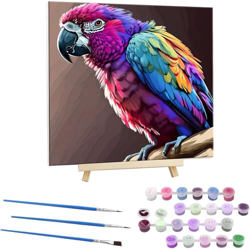 Guuogxan Malen Nach Zahlen Erwachsene, Paint by Numbers Farbe Parrot Malen Nach Zahlen set, DIY mit Pinseln und Acrylfarben Handgemalt Ölgemälde Leinwand für Home Dekorieren, mit Rahmen 55x55cm b-49 von Guuogxan