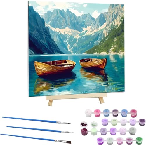 Guuogxan Malen Nach Zahlen Erwachsene, Paint by Numbers See Schiff Malen Nach Zahlen set, DIY mit Pinseln und Acrylfarben Handgemalt Ölgemälde Leinwand für Home Dekorieren, mit Rahmen 70x70cm b-303 von Guuogxan