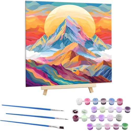 Guuogxan Malen Nach Zahlen Kinder Erwachsene Anfänger, Handgemalt Ölgemälde Kit für Mädchen Jungen ab 5 6 7 8 9 Jahre, DIY Paint by Numbers Farbe Berg als einen Kindergeburtstag Geschenk 70x70cm V-82 von Guuogxan