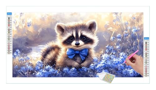 Guuogxan Roter Panda Blume Diamond Painting Erwachsene Groß XXL 40x20cm, DIY 5D Diamant Painting Bilder, Diamant Kunst Malerei Stickerei Kreuzstich Set, Diamond Painting fur Wohnzimmer Wanddeko Y-543 von Guuogxan