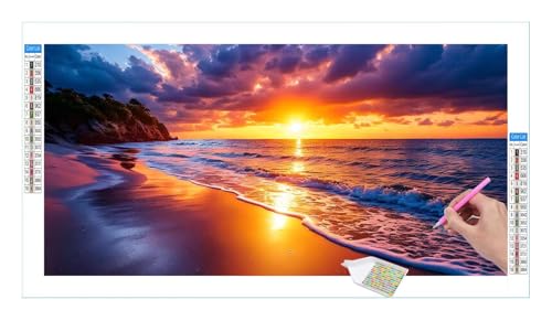 Guuogxan Strand Landschaft Diamond Painting Erwachsene Groß XXL 40x20cm, DIY 5D Diamant Painting Bilder, Diamant Kunst Malerei Stickerei Kreuzstich Set, Diamond Painting fur Wohnzimmer Wanddeko Y-176 von Guuogxan