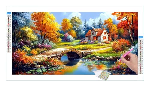 Guuogxan Wald Diamond Painting Erwachsene Groß XXL 40x20cm, DIY 5D Diamant Painting Bilder, Diamant Kunst Malerei Stickerei Kreuzstich Set, Diamond Painting fur Wohnzimmer Schlatimmer Wanddeko Y-428 von Guuogxan