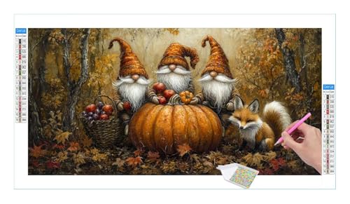 Herbst Zwerg Diamond Painting Erwachsene Groß XXL 40x20cm, DIY 5D Diamant Painting Bilder, Diamant Kunst Malerei Stickerei Kreuzstich Set, Diamond Painting fur Wohnzimmer Schlatimmer Wanddeko Y-420 von Guuogxan