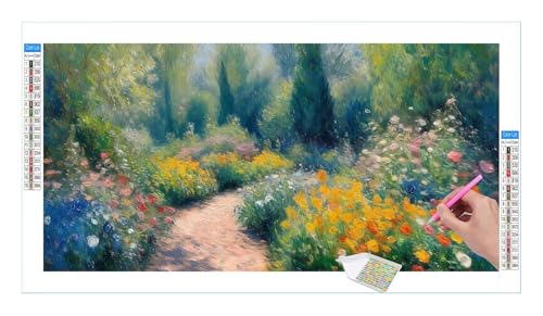 Jardin Monet Diamond Painting Erwachsene Groß XXL 40x20cm, DIY 5D Diamant Painting Bilder, Diamant Kunst Malerei Stickerei Kreuzstich Set, Diamond Painting fur Wohnzimmer Schlatimmer Wanddeko Y-373 von Guuogxan