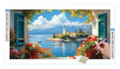 Landschaft Aurora Diamond Painting Erwachsene Groß XXL 160x80cm, DIY 5D Diamant Painting Bilder, Diamant Kunst Malerei Stickerei Kreuzstich Set, Diamond Painting fur Wohnzimmer Wanddeko Y-139 von Guuogxan