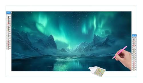 Landschaft Aurora Diamond Painting Erwachsene Groß XXL 40x20xm, DIY 5D Diamant Painting Bilder, Diamant Kunst Malerei Stickerei Kreuzstich Set, Diamond Painting fur Wohnzimmer Wanddeko Y-138 von Guuogxan