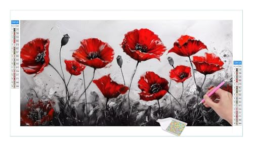 Maismohn Diamond Painting Erwachsene Groß XXL 40x20cm, DIY 5D Diamant Painting Bilder, Diamant Kunst Malerei Stickerei Kreuzstich Set, Diamond Painting fur Wohnzimmer Schlatimmer Wanddeko Y-573 von Guuogxan