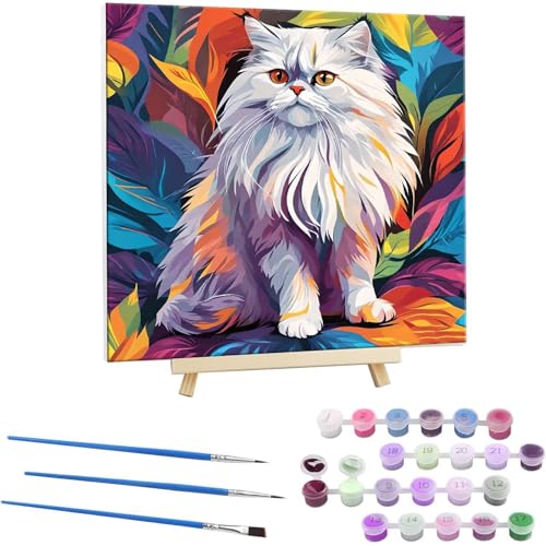 Malen Nach Zahlen Erwachsene mit Rahmen, DIY Farbe Cat Malen Nach Zahlen für Kinder Ab 5 6 7 8 9 10 Jahre mit Rahmen,Handgemalt Ölgemälde Kit Kreative Geschenke für Wanddekoration 80x80cm N-75 von Guuogxan