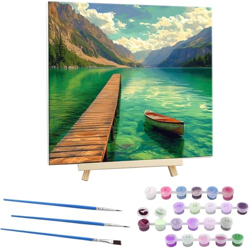 Malen Nach Zahlen Erwachsene mit Rahmen, DIY See Schiff Malen Nach Zahlen für Kinder Ab 5 6 7 8 9 10 Jahre mit Rahmen,Handgemalt Ölgemälde Kit Kreative Geschenke für Wanddekoration 80x80cm N-306 von Guuogxan