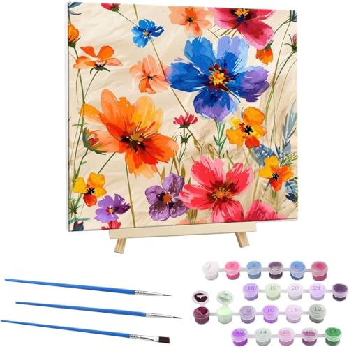 Malen Nach Zahlen Kinder Erwachsene Anfänger, Handgemalt Ölgemälde Kit für Mädchen Jungen ab 5 6 7 8 9 Jahre, DIY Paint by Numbers Farbe Blume als einen Kindergeburtstag Geschenk 70x70cm V-61 von Guuogxan