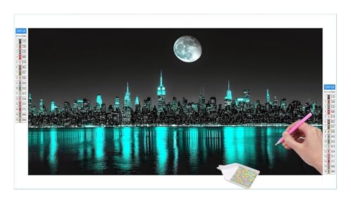 New York City Nachtszene Diamond Painting Erwachsene Groß XXL 40x20cm, DIY 5D Diamant Painting Bilder, Diamant Kunst Malerei Stickerei Kreuzstich Set, Diamond Painting fur Wohnzimmer Wanddeko Y-385 von Guuogxan