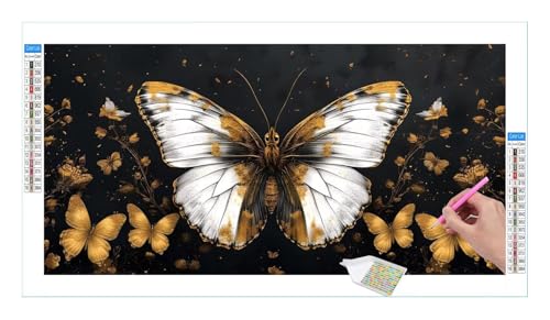 Schmetterling Diamond Painting Erwachsene Groß XXL 40x20cm, DIY 5D Diamant Painting Bilder, Diamant Kunst Malerei Stickerei Kreuzstich Set, Diamond Painting fur Wohnzimmer Schlatimmer Wanddeko Y-215 von Guuogxan