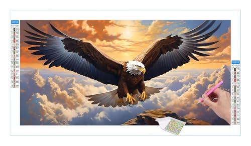 Sunset Eagle Diamond Painting Erwachsene Groß XXL 40x20cm, DIY 5D Diamant Painting Bilder, Diamant Kunst Malerei Stickerei Kreuzstich Set, Diamond Painting fur Wohnzimmer Schlatimmer Wanddeko Y-519 von Guuogxan