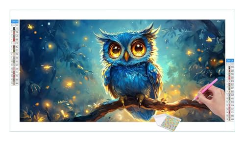 Tier Eule Diamond Painting Erwachsene Groß XXL 40x20cm, DIY 5D Diamant Painting Bilder, Diamant Kunst Malerei Stickerei Kreuzstich Set, Diamond Painting fur Wohnzimmer Schlatimmer Wanddeko Y-120 von Guuogxan