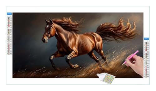 Tiere Pferde Diamond Painting Erwachsene Groß XXL 160x80cm, DIY 5D Diamant Painting Bilder, Diamant Kunst Malerei Stickerei Kreuzstich Set, Diamond Painting fur Wohnzimmer Schlatimmer Wanddeko Y-117 von Guuogxan