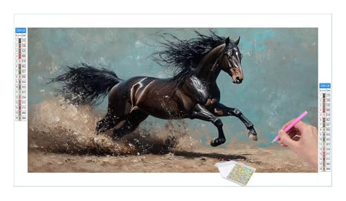 Tiere Pferde Diamond Painting Erwachsene Groß XXL 40x20cm, DIY 5D Diamant Painting Bilder, Diamant Kunst Malerei Stickerei Kreuzstich Set, Diamond Painting fur Wohnzimmer Schlatimmer Wanddeko Y-118 von Guuogxan