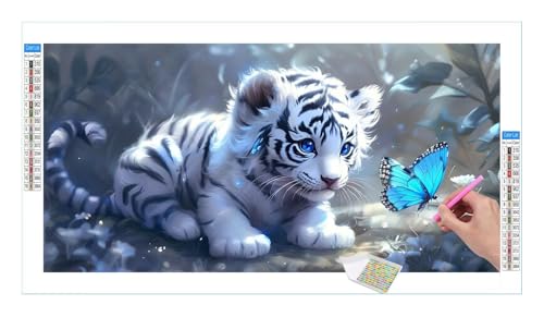 Tiger Cub butterfly Diamond Painting Erwachsene Groß XXL 40x20cm, DIY 5D Diamant Painting Bilder, Diamant Kunst Malerei Stickerei Kreuzstich Set, Diamond Painting fur Wohnzimmer Wanddeko Y-229 von Guuogxan