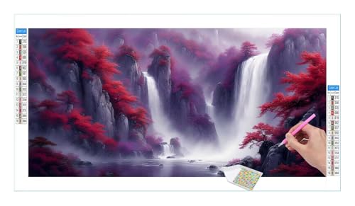 Wasserfall Landschaft Diamond Painting Erwachsene Groß XXL 40x20cm, DIY 5D Diamant Painting Bilder, Diamant Kunst Malerei Stickerei Kreuzstich Set, Diamond Painting fur Wohnzimmer Wanddeko Y-398 von Guuogxan