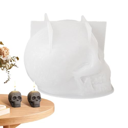 Guvbkfaw Totenkopf-Silikonform, Totenkopf-Harzform - Skelett Epoxidharzformen - 3D-Totenkopf-Formen für die Herstellung von Aromatherapie-Kerzen, Epoxidharz-Gussform, Kunsthandwerk, von Guvbkfaw