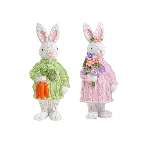 Guvixumi osterhasen figurenosterdekoration Stehende Hasenfigur Deko Hasen Figuren OsterfeiernOsterschmuck für Osterdekoration osterhasen Figuren Frohe Ostern Dekoration osterfiguren (Rosa und grün) von Guvixumi