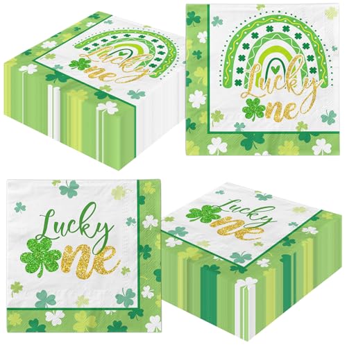 Lucky One Servietten, St. Patrick Supplies St. Patrick Papierservietten für Silvesterparty 2025, 40 Stück von Guzbewu