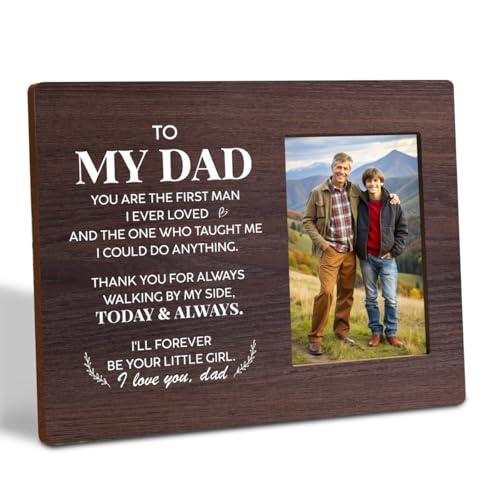 Bilderrahmen Geschenk für Papa am Hochzeitstag, Brautvater Geschenk von Braut Tochter, Hochzeitstagsgeschenk für Papa von Tochter, Holz-Bilderrahmen, geeignet für 10,2 x 15,2 cm große Fotos von Gvacmt