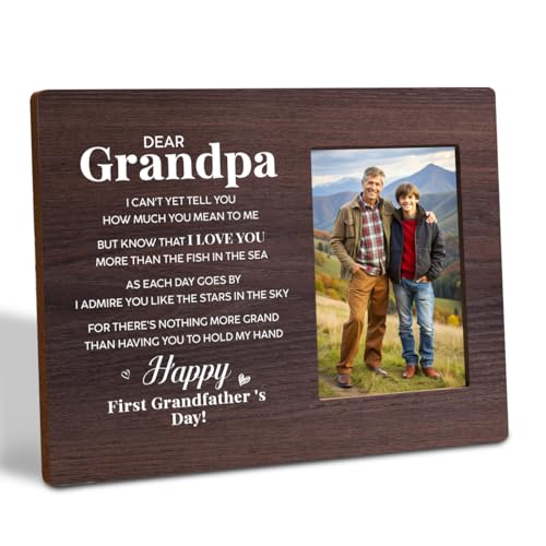 Bilderrahmen für Opa, Vatertagsgeschenk für Opa, Opa, Geschenk zum neuen Opa, Holz-Bilderrahmen, Happy First Grandfather's Day, Holz-Bilderrahmen, geeignet für 10,2 x 15,2 cm große Fotos von Gvacmt