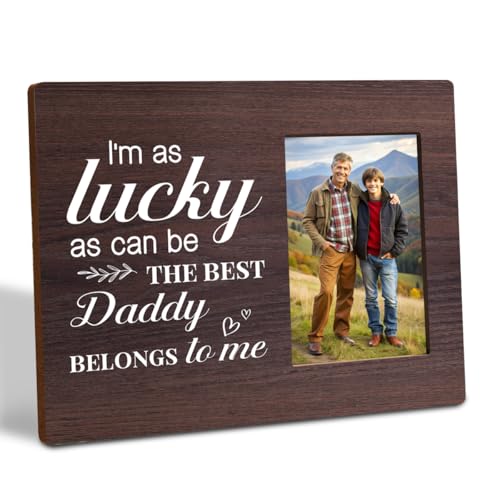 Bilderrahmen mit Aufschrift "Daddy Belongs To Me", Holz-Bilderrahmen, Geschenk für Vater von Tochter, Sohn, Vatertagsgeschenk, Holz-Bilderrahmen, geeignet für 10,2 x 15,2 cm große Fotos von Gvacmt