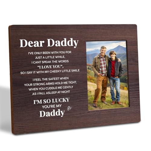 Holz-Bilderrahmen mit Aufschrift "Dear Daddy", Geschenk zum ersten Vatertag, Geschenk zum ersten Vatertag, Geschenk für den ersten Vater, geeignet für 10,2 x 15,2 cm große Fotos von Gvacmt